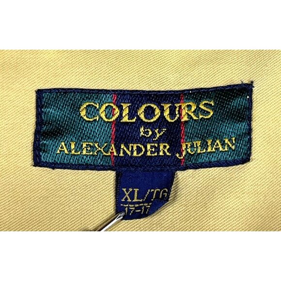 Colours by Alexander Julian Mustard Yellow Button Down Short Sleeve Shirt Size X - Picture 3 of 5